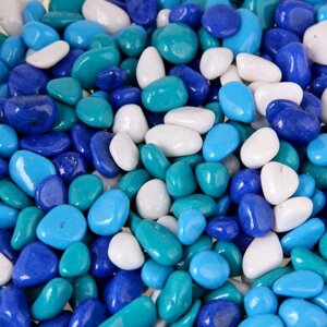 Грунт для аквариума 'Галька цветная, голубой-синий-белый-бирюзовый' 800г фр 8-12 мм