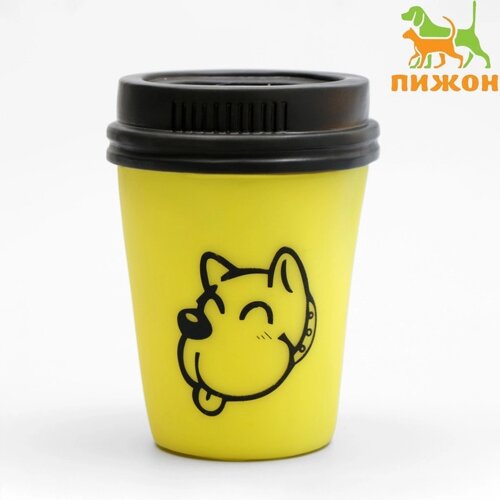 Игрушка пищащая 'Кофе' для собак, 10 х 7 см, жёлтая