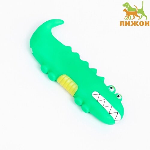 Игрушка пищащая 'Крокодил' для собак, 19 см, зелёная