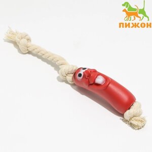 Игрушка 'Весёлая сосиска на верёвке' для собак, 14 см
