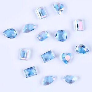 Камешки декоративные для творчества, набор 15 шт., цвет светло голубой, камни от 6 до 14 мм