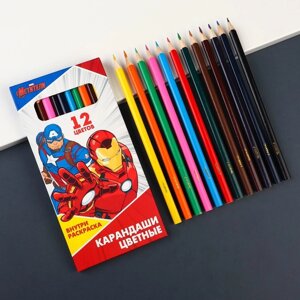 Карандаши цветные 12 цветов, Супер-герои'Мстители