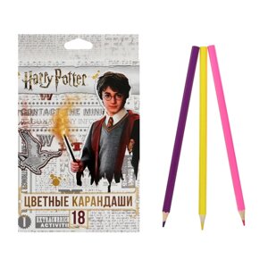 Карандаши цветные 18 цветов 'Гарри Поттер'заточенные, картонная коробка, европодвес