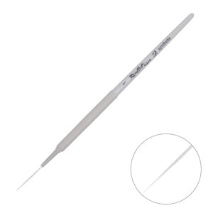 Кисть Лайнер Roubloff из белоснежной синтетики серия White liner 1, ручка короткая белая, покрытие обоймы soft-touch