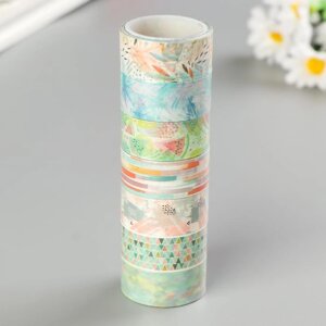 Клейкие WASHI-ленты для декора 'Микс 1'15 мм х 3 м (набор 7 шт) рисовая бумага