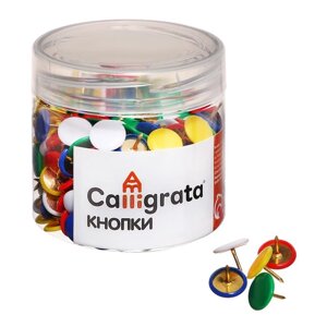 Кнопки канцелярские 12 мм, 300 штук, цветные, в пластиковой тубе