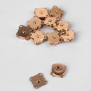 Кнопки магнитные, пришивные, d 14 мм, 10 шт, цвет золотой (комплект из 2 шт.)