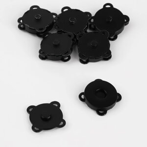 Кнопки магнитные, пришивные, d 18 мм, 6 шт, цвет чёрный матовый