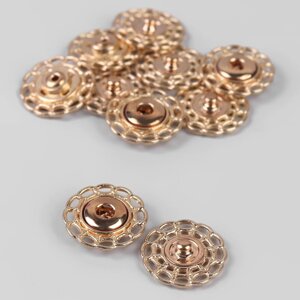 Кнопки пришивные, декоративные, d 19 мм, 5 шт, цвет золотой (комплект из 2 шт.)