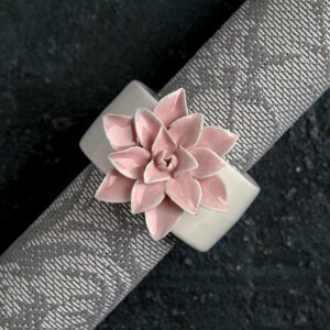 Кольцо керамическое для салфеток 'Цветок'5,5x4,5x6,5 см, цвет розовый (комплект из 6 шт.)