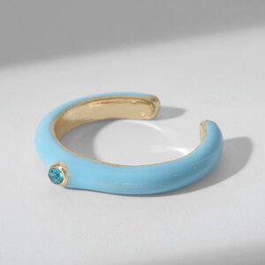 Кольцо 'Минимал' стразинка, цвет голубой в золоте, безразмерное
