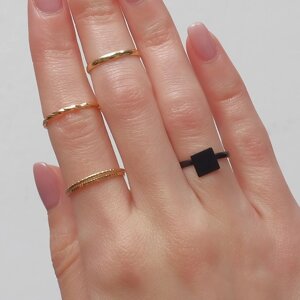 Кольцо набор 5 штук 'Идеальные пальчики' мерцание, цвет чёрно-золотой