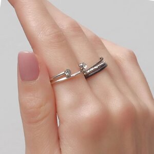 Кольцо набор 5 штук 'Идеальные пальчики' утончённость, цвет белый в чёрно-серебряном металле