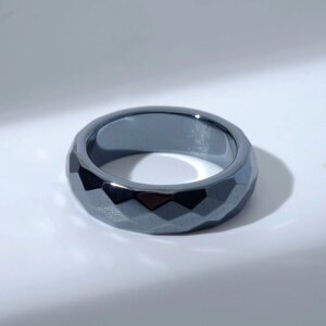 Кольцо 'Ночь' под гематит, гранёное, цвет чёрный, размер 16
