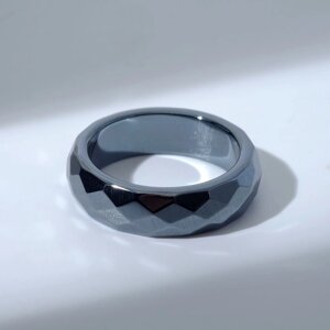 Кольцо 'Ночь' под гематит, гранёное, цвет чёрный, размер 17
