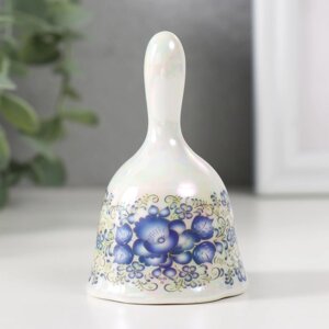 Колокольчик керамика 'Синие цветы с завитками' 4,8х4,8х7,8 см