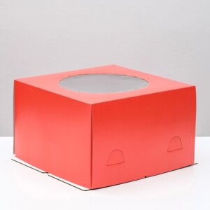 Кондитерская упаковка с окном, красный, 30 х 30 х 19 см (комплект из 5 шт.)