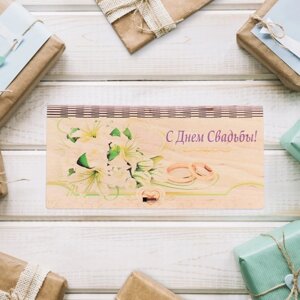 Конверт деревянный 'С Днём Свадьбы! лилии, 17х8 см