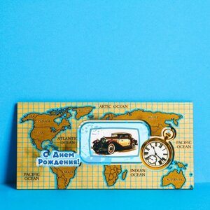 Конверт для денег с деревянным элементом 'С Днем Рождения! авто