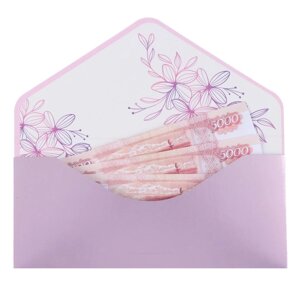 Конверт для денег 'Универсальный' цветы на сиреневом, тиснение, 19,5 х 9 см