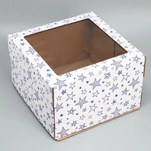 Коробка для торта с окном, кондитерская упаковка 'Звёзды' 30 х 30 х 19 см (комплект из 5 шт.)