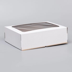Коробка под торт с окном, белая, 30 х 40 х 12 см (комплект из 5 шт.)
