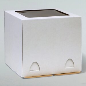 Коробка под торт, с окном, без ручек, белая, 24 х 24 х 22 см