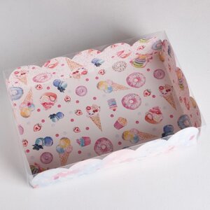 Коробка подарочная с PVC-крышкой, кондитерская упаковка 'Вкусности'20 х 30 х 8 см (комплект из 5 шт.)