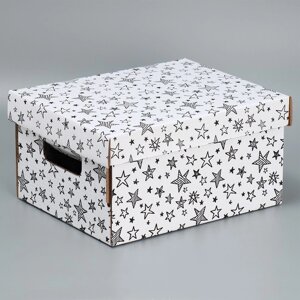 Коробка подарочная складная белая, упаковка, Звёзды'32.2 х 25.2 х 16,4 см (комплект из 5 шт.)