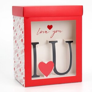 Коробка подарочная складная с 3D эффектом, упаковка, Love you'18 х 14 х 23 см