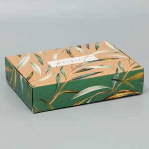 Коробка подарочная складная с крафт оборотом, упаковка, Present'21 х 15 х 5 см