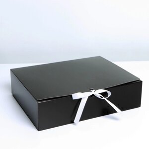 Коробка подарочная складная, упаковка, Чёрная'31 х 24.5 х 8 см, БЕЗ ЛЕНТЫ