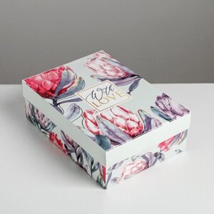 Коробка подарочная складная, упаковка, Цветочная'21 х 15 х 7 см