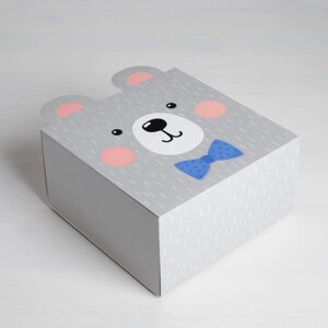 Коробка подарочная складная, упаковка, Медвежонок'15 х 15 х 8 см