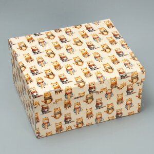 Коробка подарочная складная, упаковка, Милые котики'31.2 х 25.6 х 16.1 см