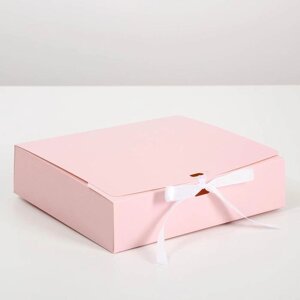 Коробка подарочная складная, упаковка, Розовая'31 х 24.5 х 8 см, БЕЗ ЛЕНТЫ