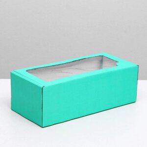 Коробка самосборная, с окном, мятная, 16 х 35 х 12 см МИКС (комплект из 5 шт.)