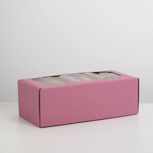 Коробка самосборная, с окном, сиреневая, 16 х 35 х 12 см МИКС (комплект из 5 шт.)