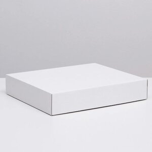 Коробка сборная без печати крышка-дно белая без окна 37 х 32 х 7 см (комплект из 5 шт.)