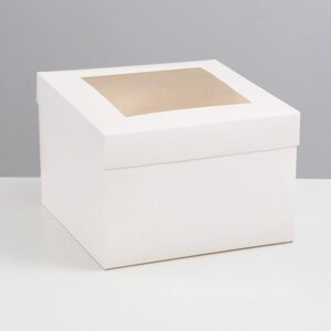 Коробка складная, крышка-дно, с окном, белая, 30 х 30 х 20 см (комплект из 5 шт.)