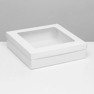 Коробка складная, крышка-дно, с окном, белая, 30 х 30 х 8 см (комплект из 5 шт.)