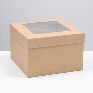 Коробка складная, крышка-дно, с окном, крафт, 30 х 30 х 20 см (комплект из 5 шт.)