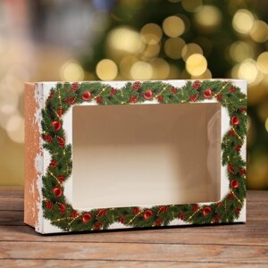 Коробка складная, крышка-дно , с окном 'Новогодняя сказка' 30 х 20 х 9 см (комплект из 5 шт.)
