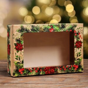 Коробка складная, крышка-дно , с окном 'С Новым Годом и новым счастьем' 30 х 20 х 9 см (комплект из 5 шт.)