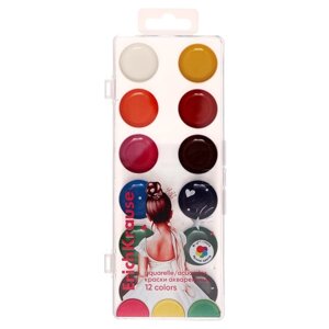 Краски акварельные 12 цветов ErichKrause 'Pointes'без кисти, в пластиковой коробке с европодвесом