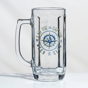 Кружка стеклянная для пива 'Гамбург. Капитан'330 мл, рисунок микс