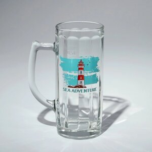 Кружка стеклянная для пива 'Гамбург. Морское приключение'500 мл, рисунок микс