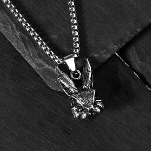 Кулон 'Кролик' ANGRY, цвет чернёное серебро, L70 см
