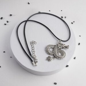 Кулон на шнурке 'Змей'цвет чернёное серебро на чёрном шнурке, 42 см