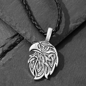 Кулон-оберег 'Орёл' защитник, цвет чернёное серебро на чёрном шнурке, 60 см